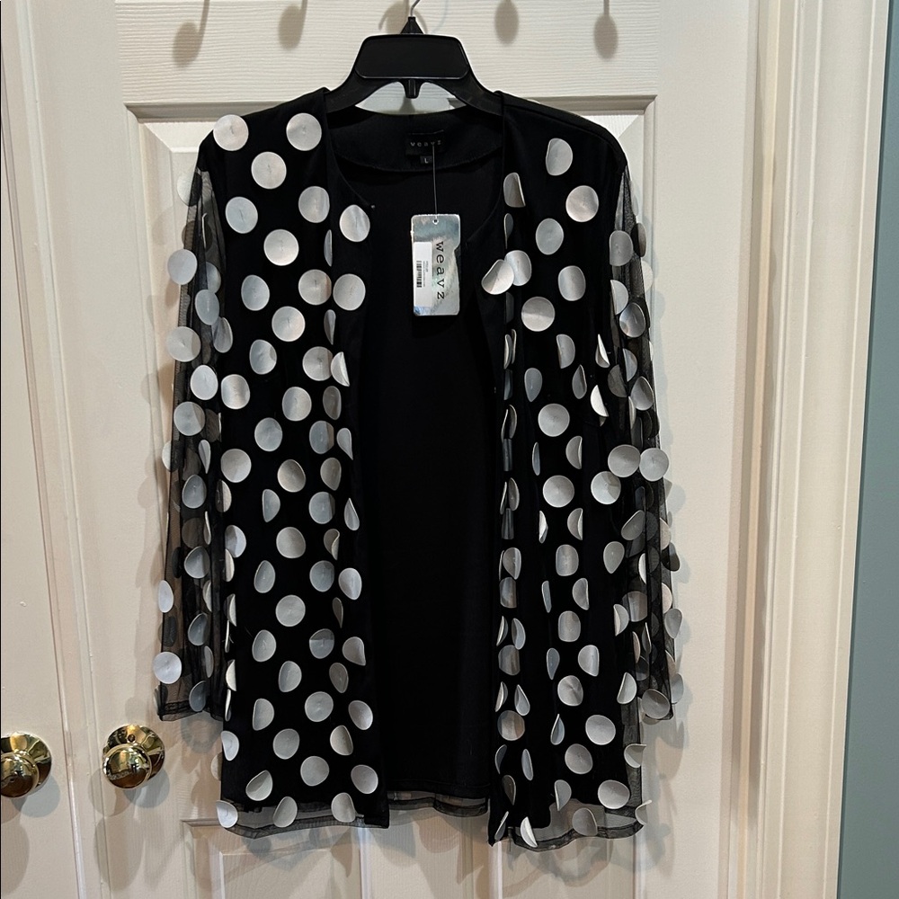 Weavz elegant black jacket with white polkadots